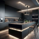Beautiful Kitchen With Island And Hiden Lightning